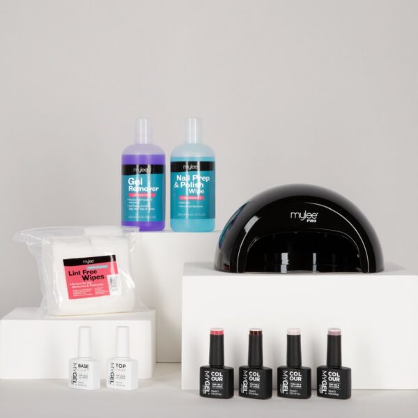Mylee Black Convex Curing Lamp Kit w/ Gel Nail Polish Essentials (Worth