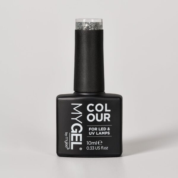 Mylee Show Time LED/UV Glitter / Silver Gel Nail Polish 10ml - Long Lasting At Home Manicure/Pedicure, High Gloss And Chip Free Wear Nail Varnish