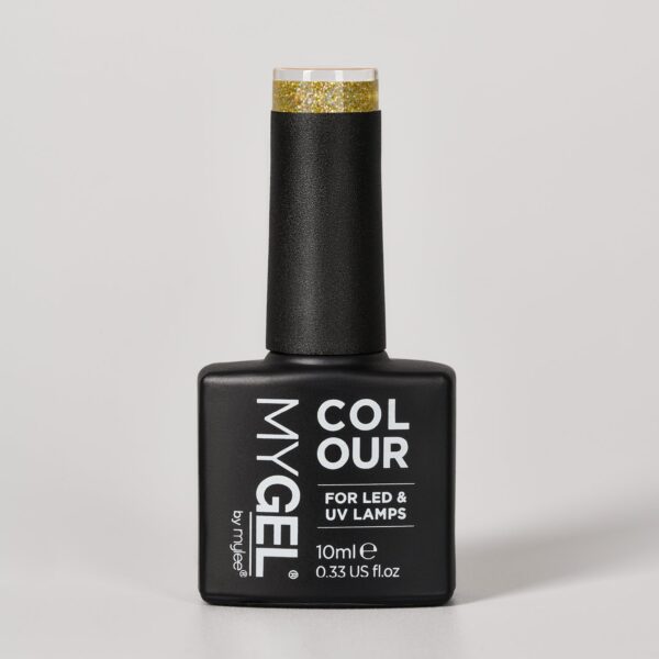 Mylee Queen Of The Night LED/UV Glitter / Gold Gel Nail Polish 10ml - Long Lasting At Home Manicure/Pedicure, High Gloss And Chip Free Wear Nail Varn